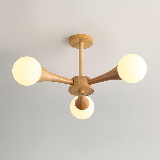 Elegant Wooden Nera Chandelier - Adjustable Height, Energy Efficient
