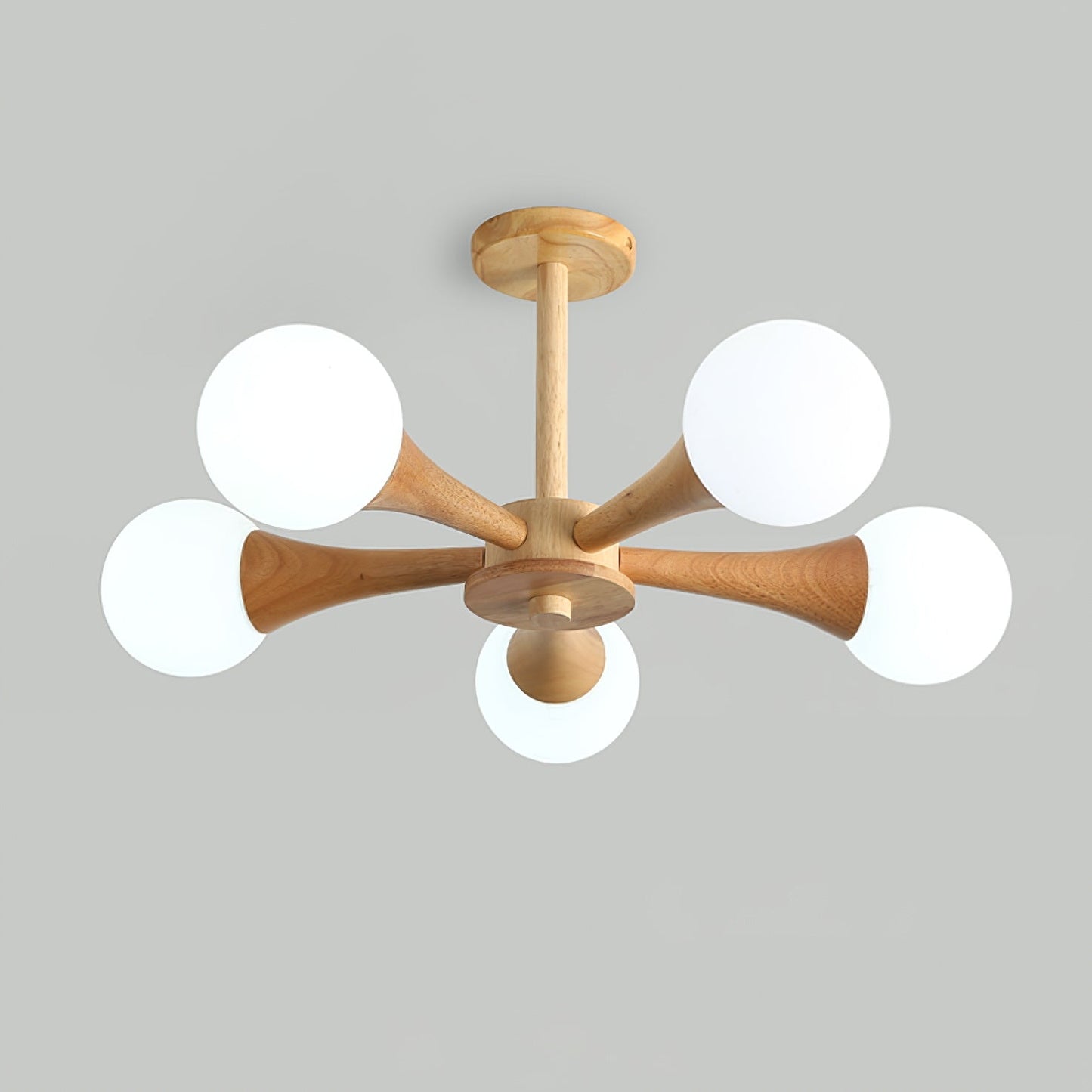 Elegant Wooden Nera Chandelier - Adjustable Height, Energy Efficient