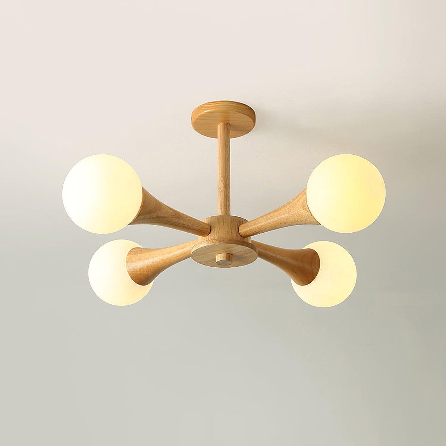 Elegant Wooden Nera Chandelier - Adjustable Height, Energy Efficient