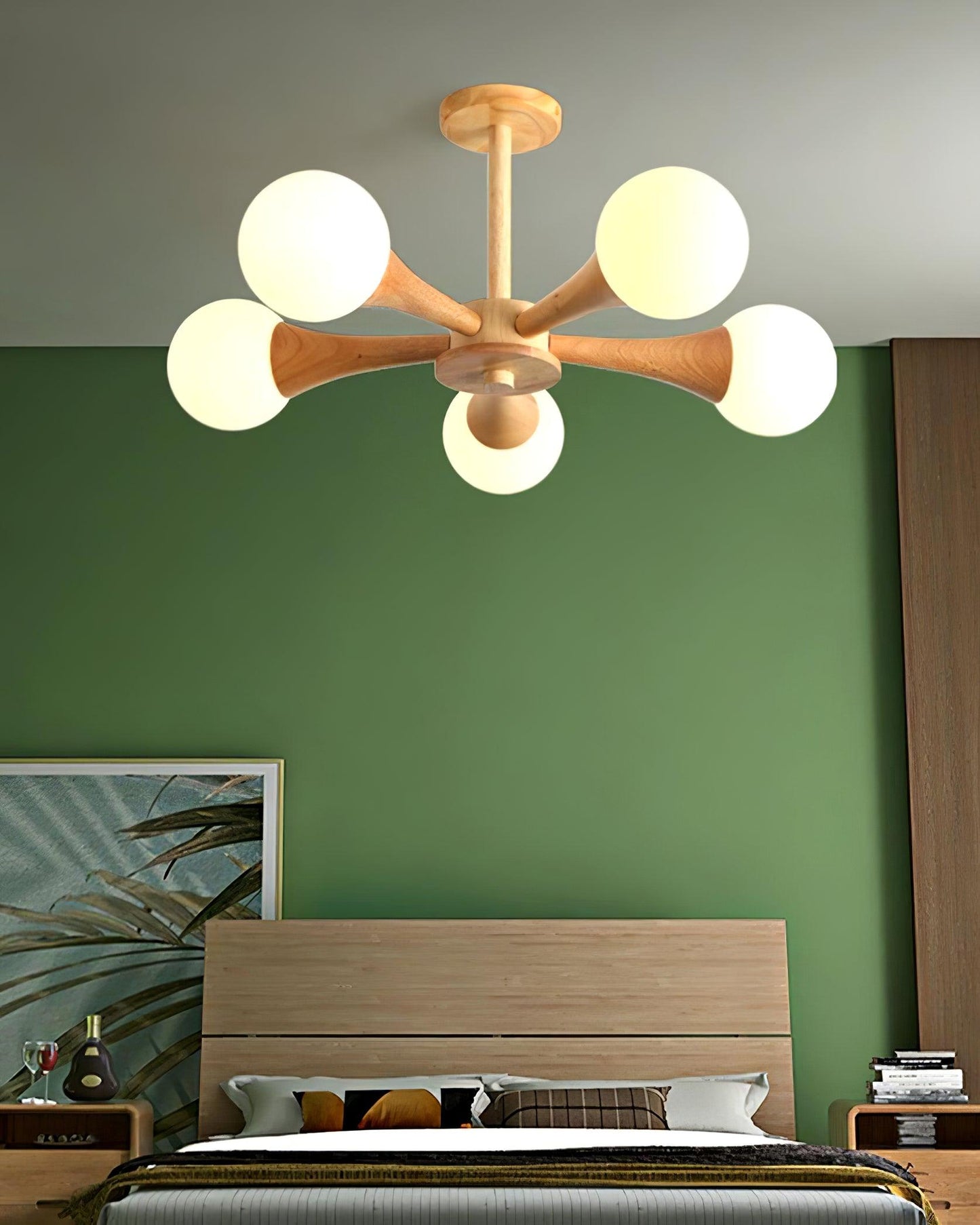 Elegant Wooden Nera Chandelier - Adjustable Height, Energy Efficient