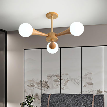 Elegant Wooden Nera Chandelier - Adjustable Height, Energy Efficient