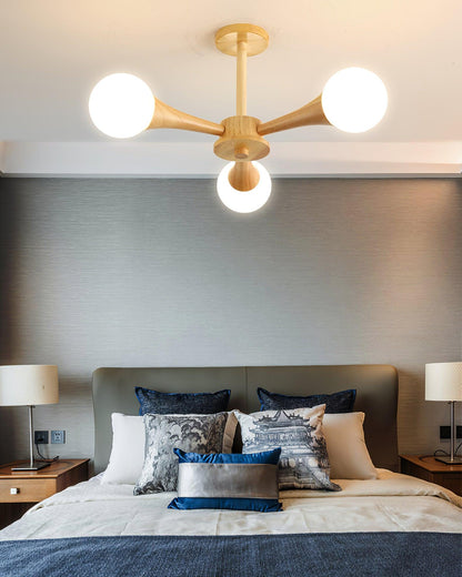 Elegant Wooden Nera Chandelier - Adjustable Height, Energy Efficient