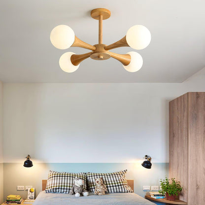 Elegant Wooden Nera Chandelier - Adjustable Height, Energy Efficient