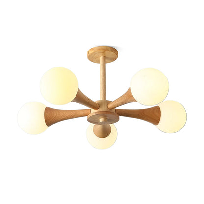 Elegant Wooden Nera Chandelier - Adjustable Height, Energy Efficient