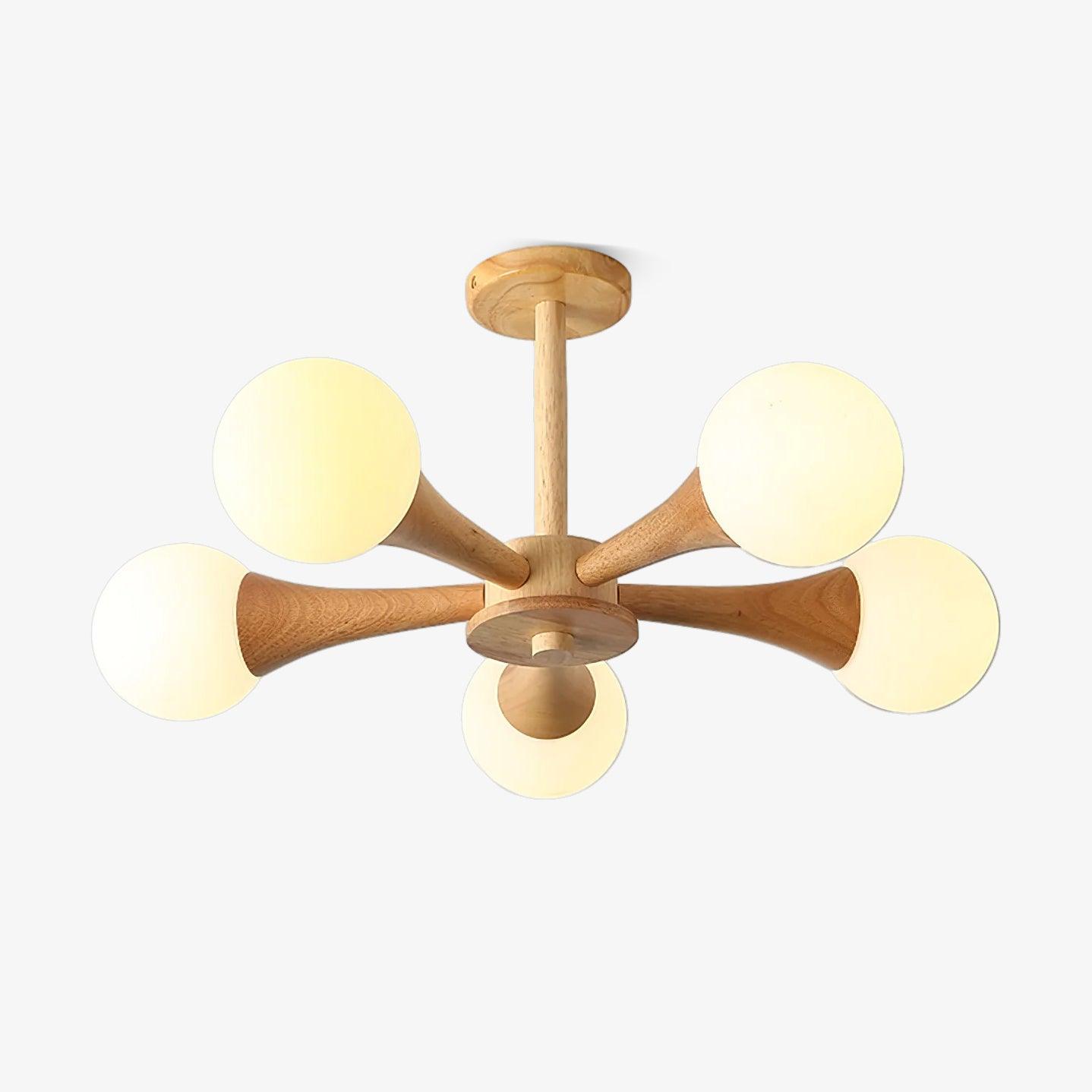 Elegant Wooden Nera Chandelier - Adjustable Height, Energy Efficient