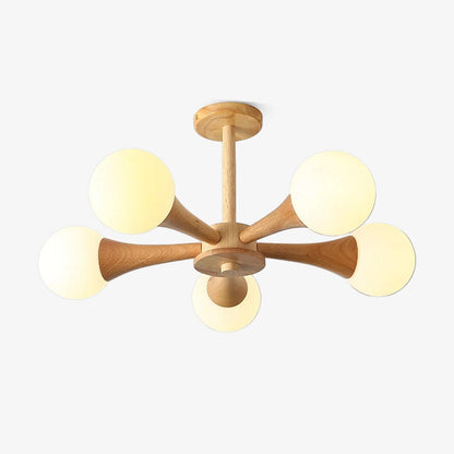 Elegant Wooden Nera Chandelier - Adjustable Height, Energy Efficient