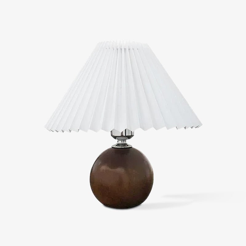Elegant Wooden Pleated Table Lamp with Adjustable Brightness and Moder