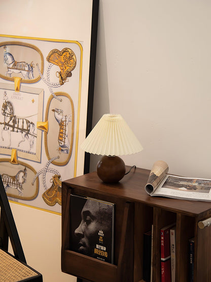 Elegant Wooden Pleated Table Lamp with Adjustable Brightness and Moder