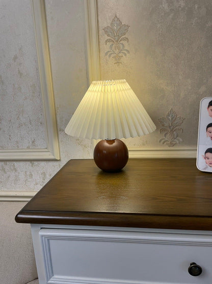 Elegant Wooden Pleated Table Lamp with Adjustable Brightness and Moder