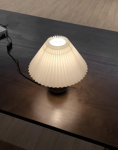 Elegant Wooden Pleated Table Lamp with Adjustable Brightness and Moder