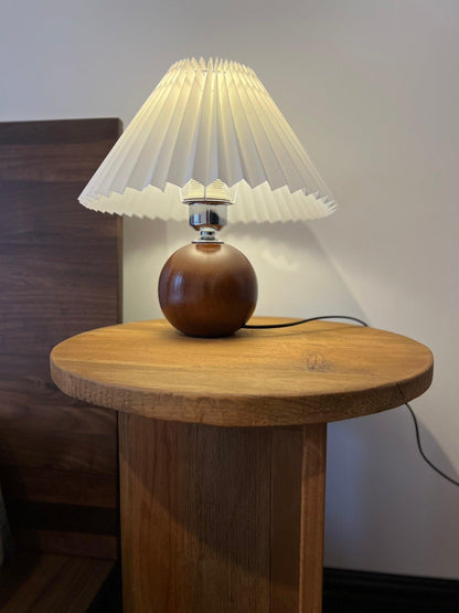 Elegant Wooden Pleated Table Lamp with Adjustable Brightness and Moder