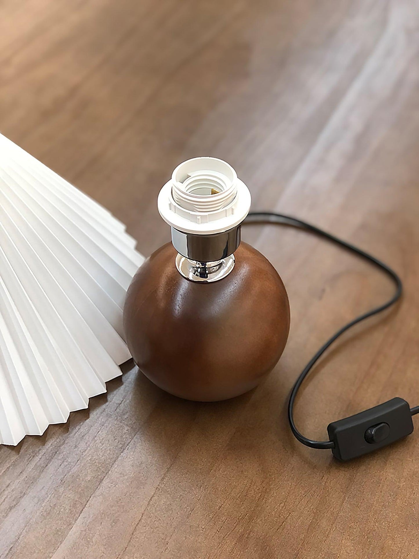 Elegant Wooden Pleated Table Lamp with Adjustable Brightness and Moder