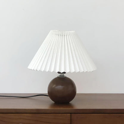Elegant Wooden Pleated Table Lamp with Adjustable Brightness and Moder
