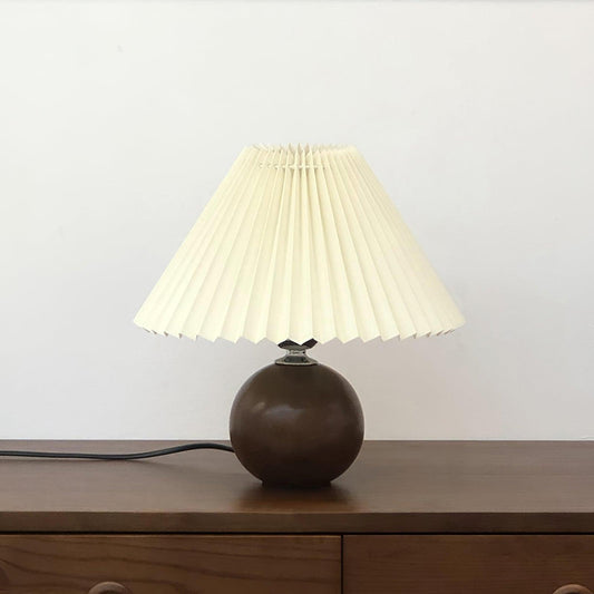 Elegant Wooden Pleated Table Lamp with Adjustable Brightness and Moder