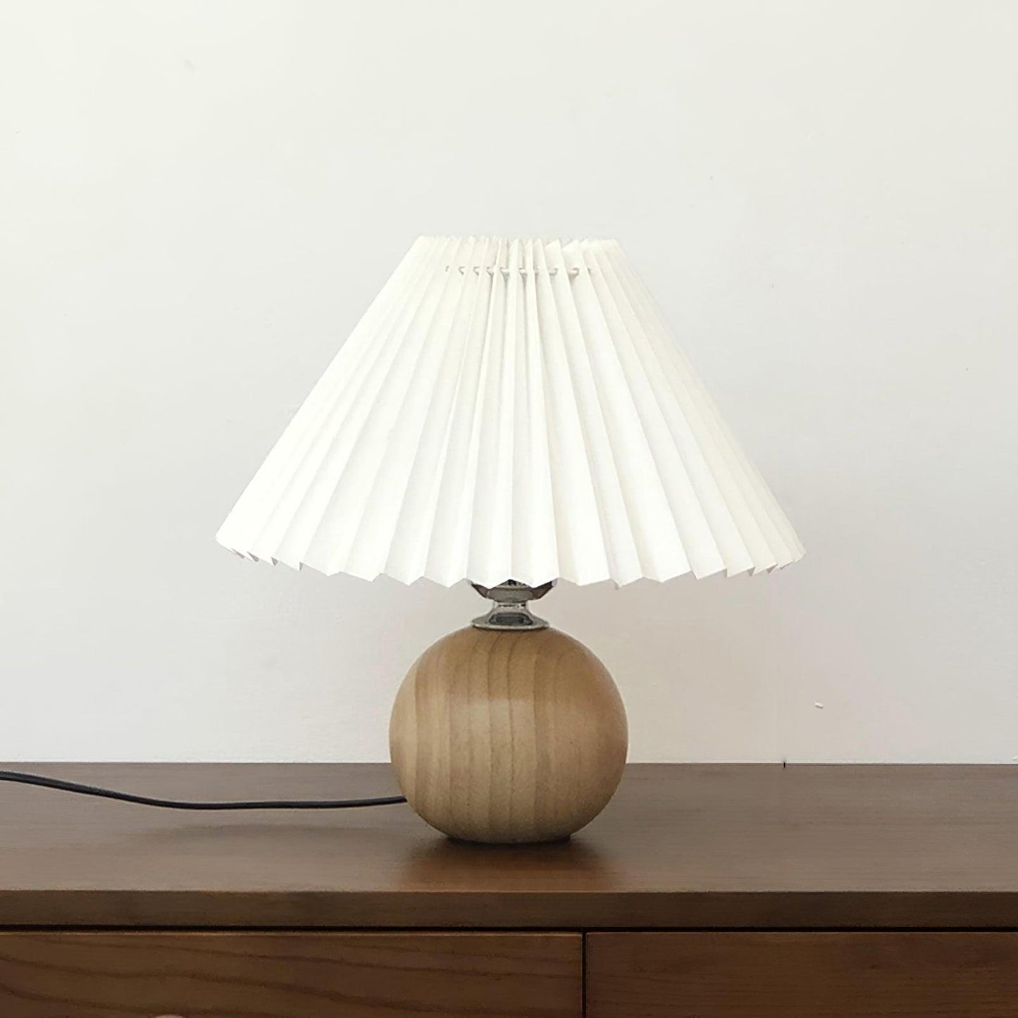 Elegant Wooden Pleated Table Lamp with Adjustable Brightness and Moder