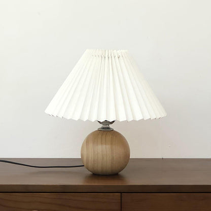 Elegant Wooden Pleated Table Lamp with Adjustable Brightness and Moder