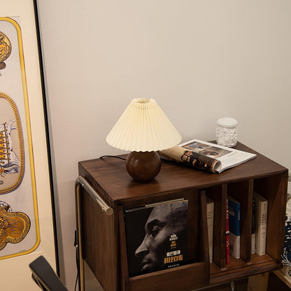 Elegant Wooden Pleated Table Lamp with Adjustable Brightness and Moder