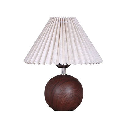 Elegant Wooden Pleated Table Lamp with Adjustable Brightness and Moder