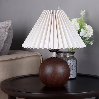 Elegant Wooden Pleated Table Lamp with Adjustable Brightness and Moder