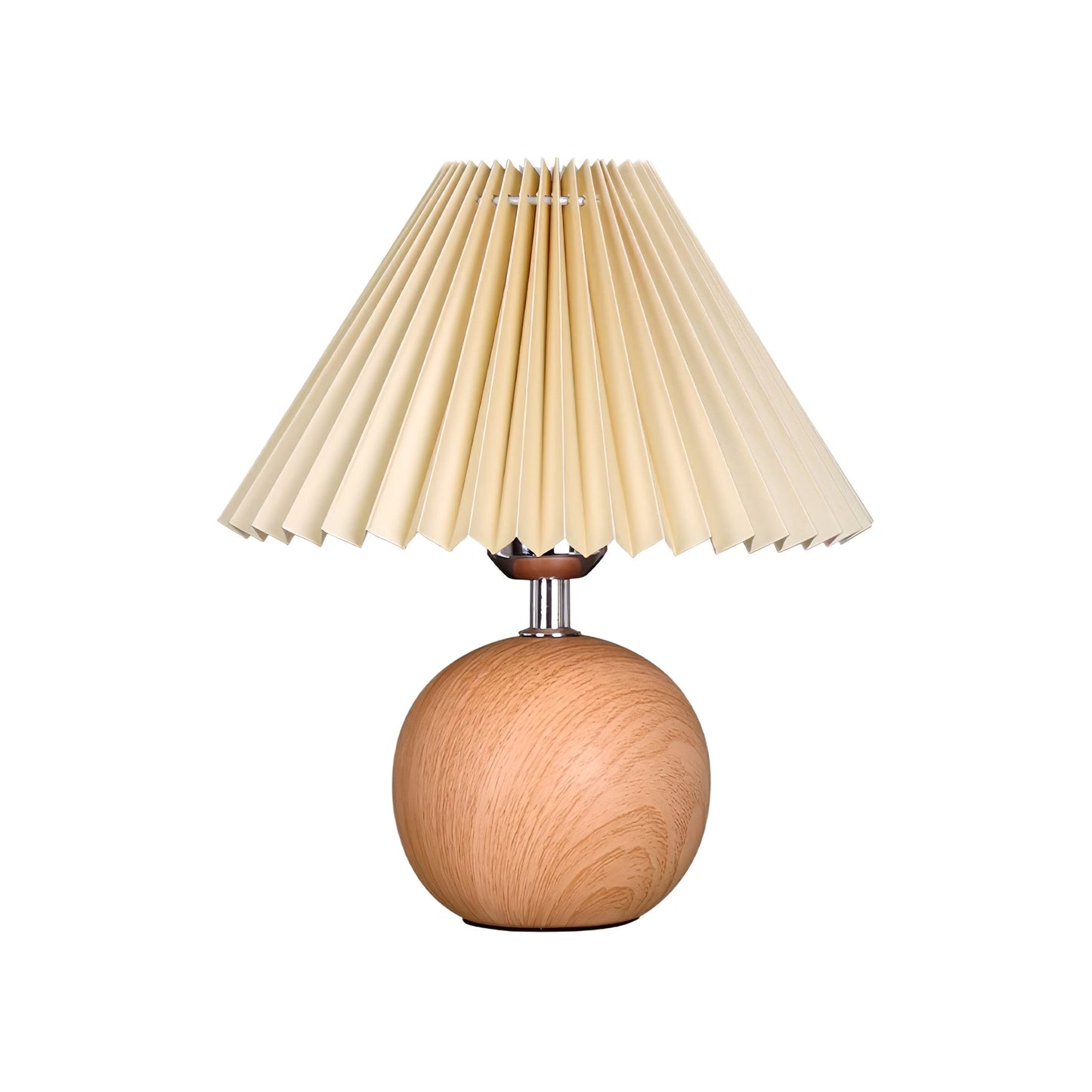 Elegant Wooden Pleated Table Lamp with Adjustable Brightness and Moder