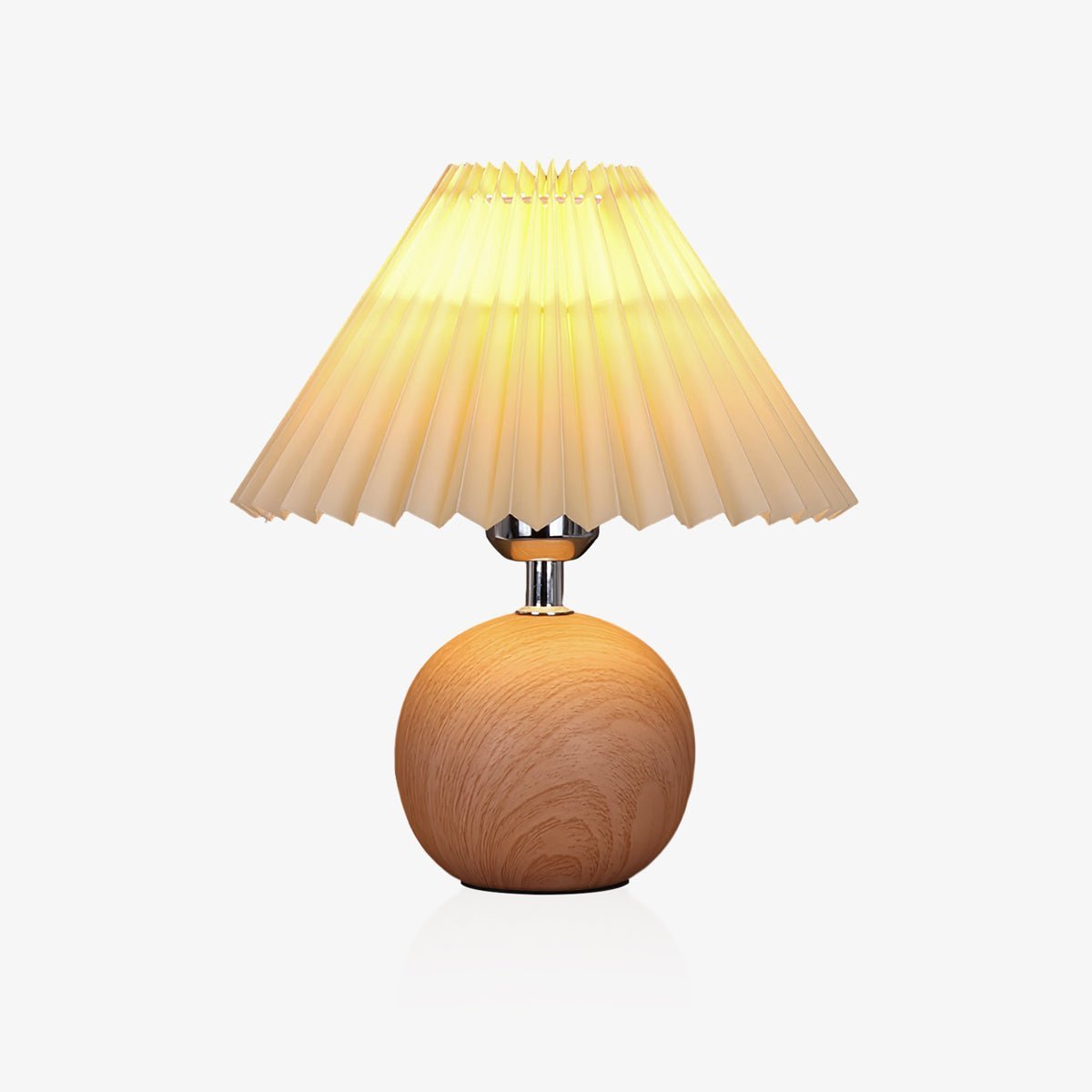Elegant Wooden Pleated Table Lamp with Adjustable Brightness and Moder