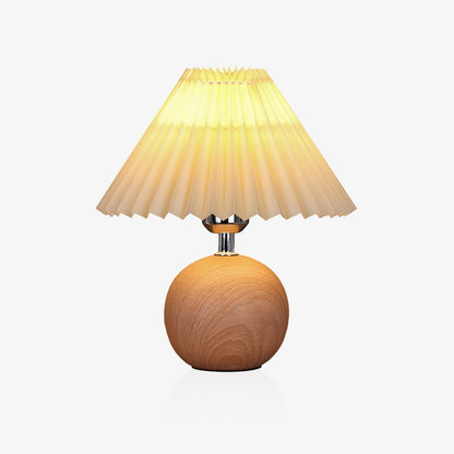 Elegant Wooden Pleated Table Lamp with Adjustable Brightness and Moder