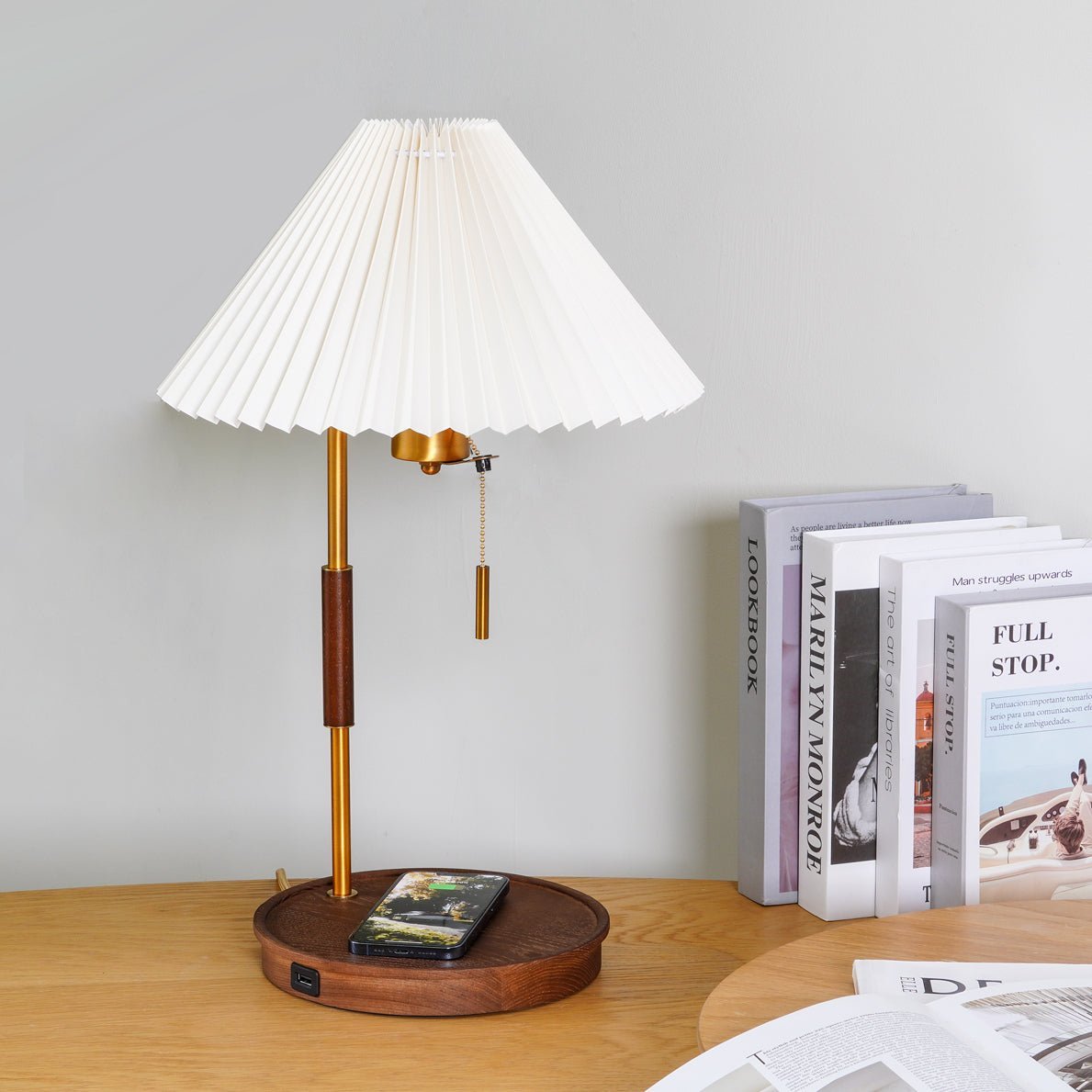 Vintage Wooden Table Lamp with Adjustable Brightness & Warm Glow