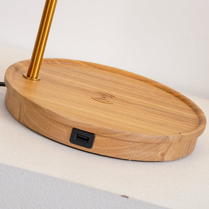 Pleated Retro Wooden Table Lamp - Dimmable LED, Adjustable Shade