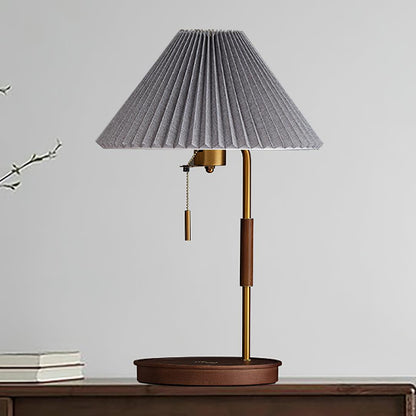Vintage Wooden Table Lamp with Adjustable Brightness & Warm Glow