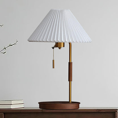 Vintage Wooden Table Lamp with Adjustable Brightness & Warm Glow