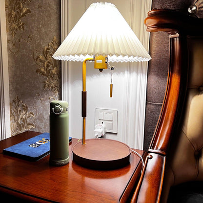 Vintage Wooden Table Lamp with Adjustable Brightness & Warm Glow