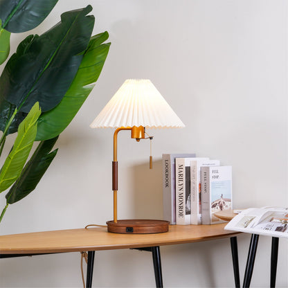 Vintage Wooden Table Lamp with Adjustable Brightness & Warm Glow