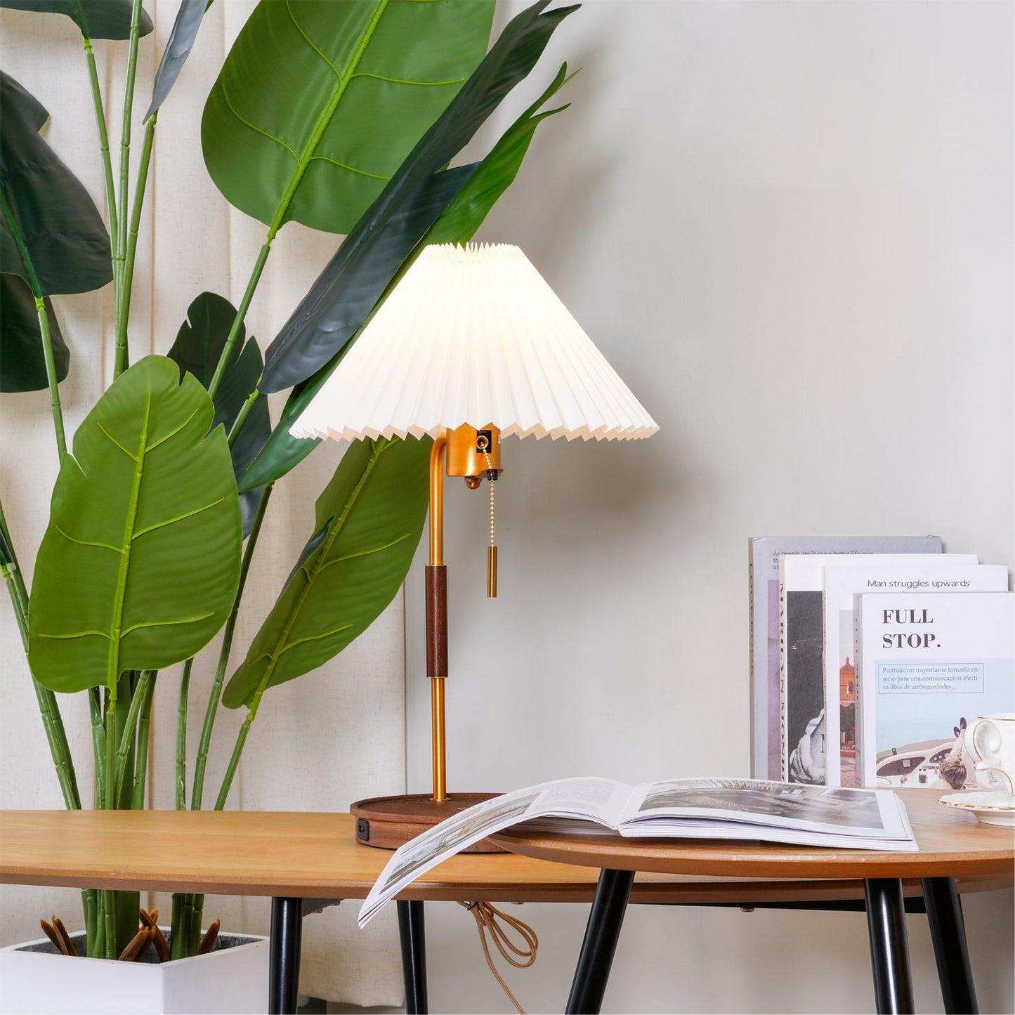 Vintage Wooden Table Lamp with Adjustable Brightness & Warm Glow