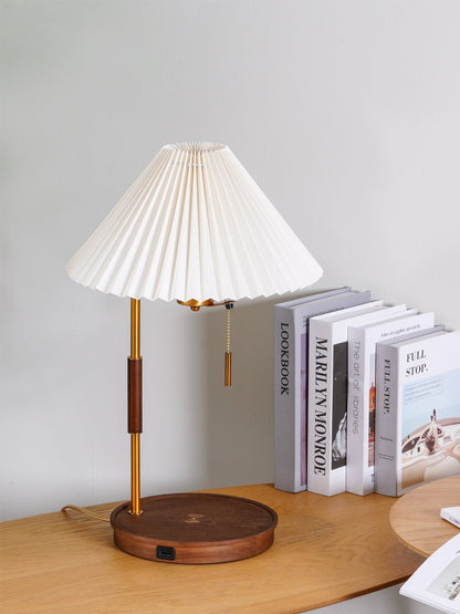 Vintage Wooden Table Lamp with Adjustable Brightness & Warm Glow