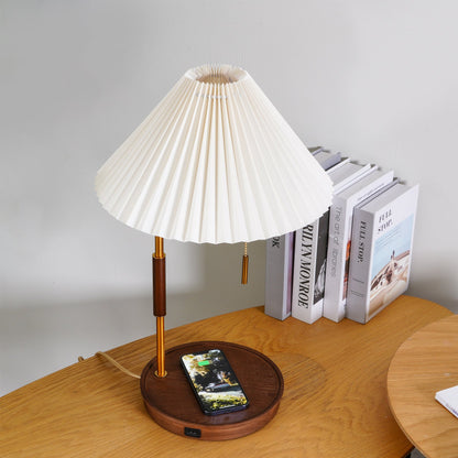 Vintage Wooden Table Lamp with Adjustable Brightness & Warm Glow
