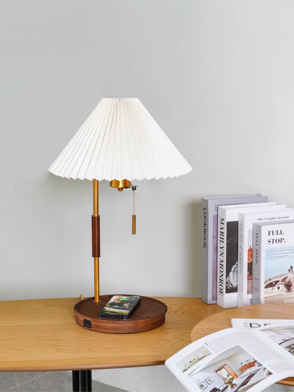 Vintage Wooden Table Lamp with Adjustable Brightness & Warm Glow