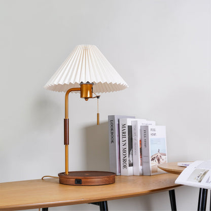 Vintage Wooden Table Lamp with Adjustable Brightness & Warm Glow