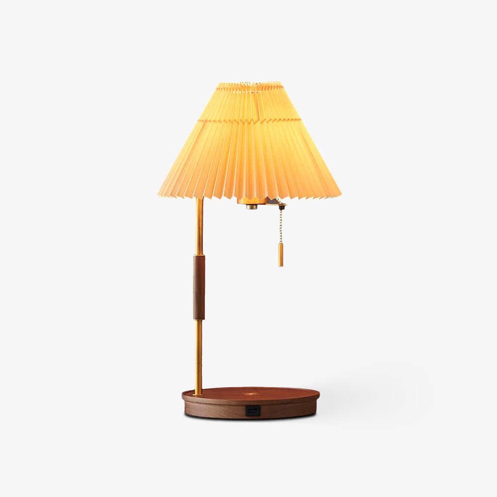 Vintage Wooden Table Lamp with Adjustable Brightness & Warm Glow