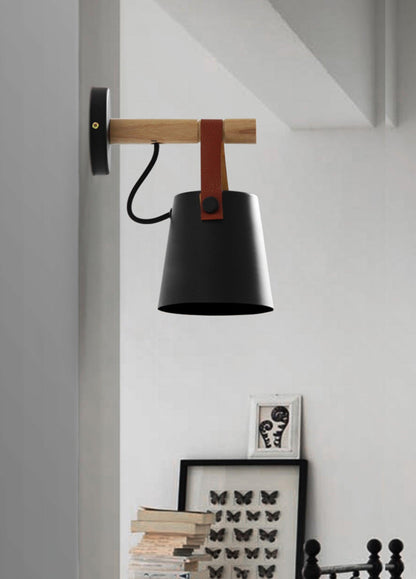 Wooden Conical Wall Light - Eco-Friendly Design, Adjustable Brightness