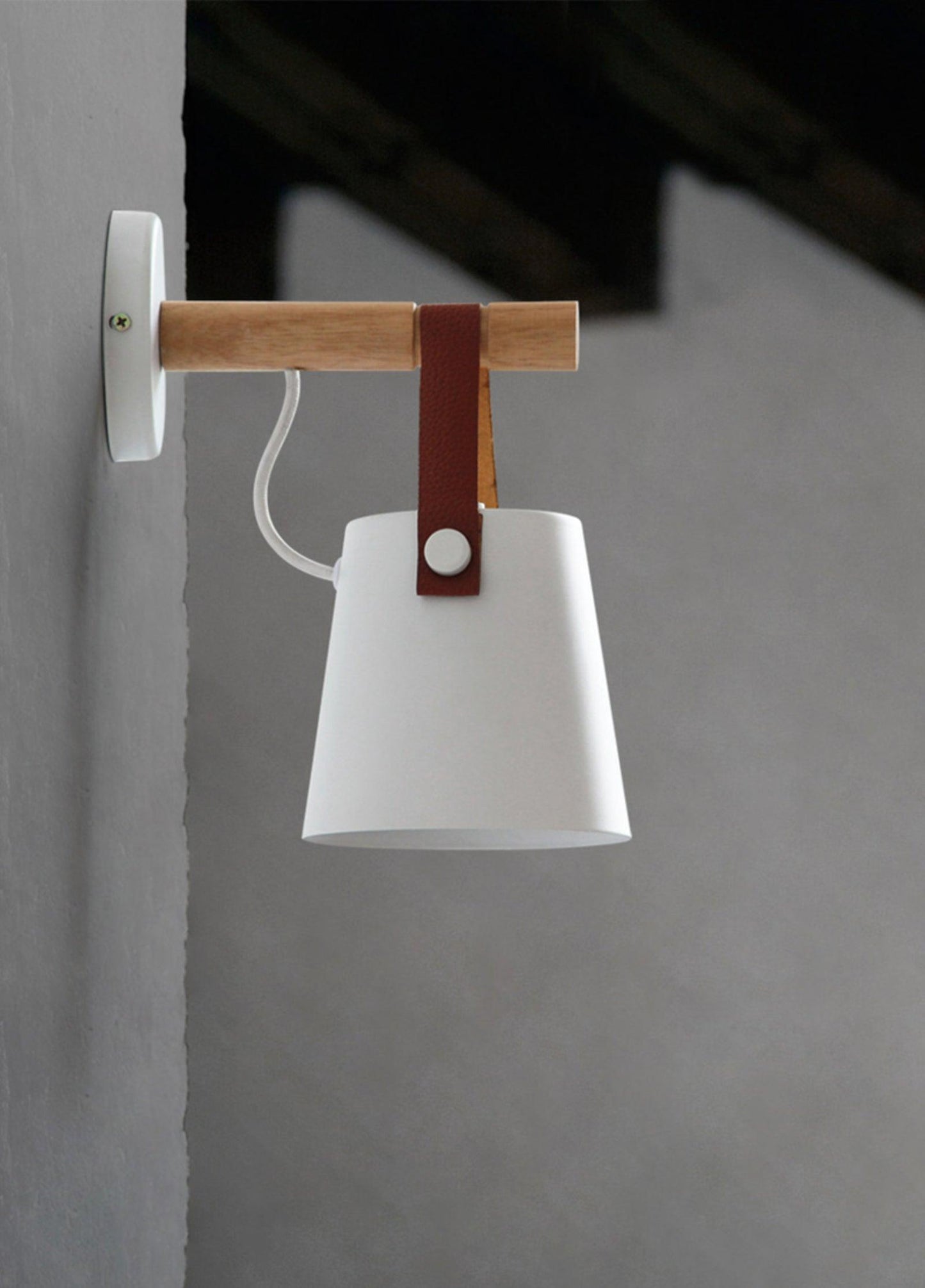 Wooden Conical Wall Light - Eco-Friendly Design, Adjustable Brightness