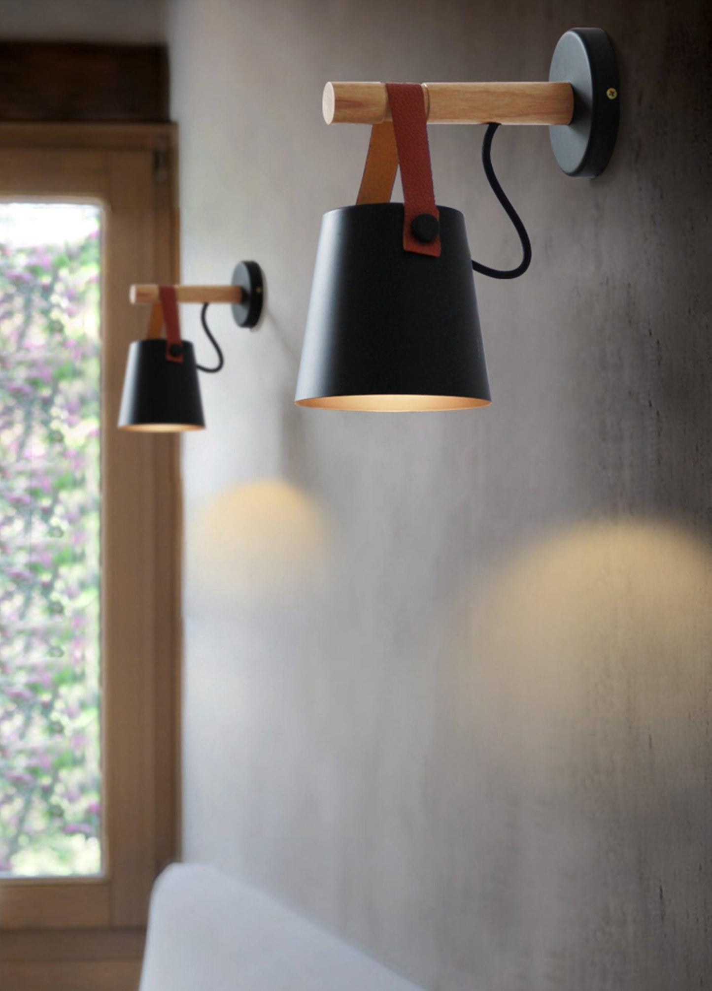 Wooden Conical Wall Light - Eco-Friendly Design, Adjustable Brightness