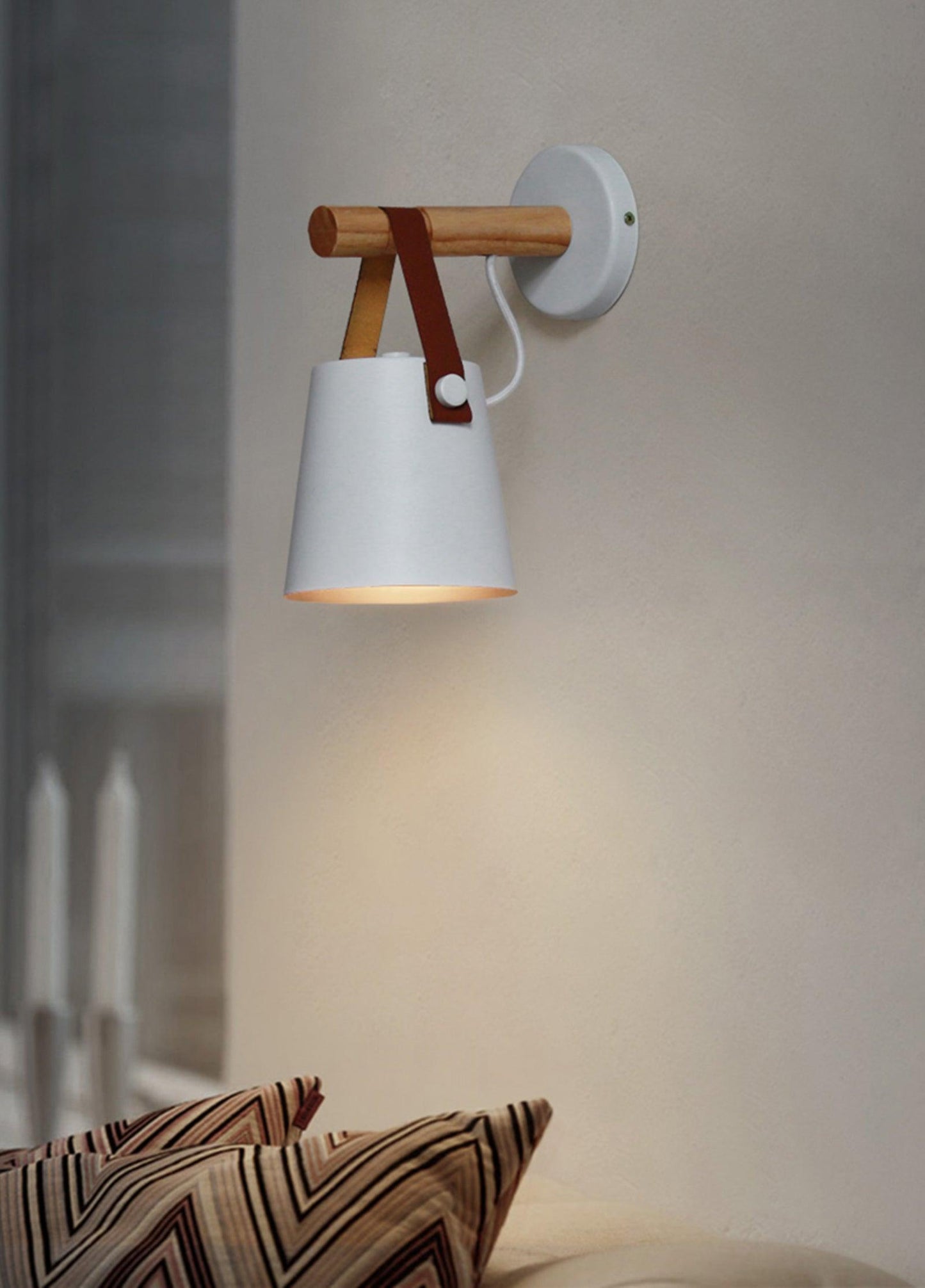 Wooden Conical Wall Light - Eco-Friendly Design, Adjustable Brightness