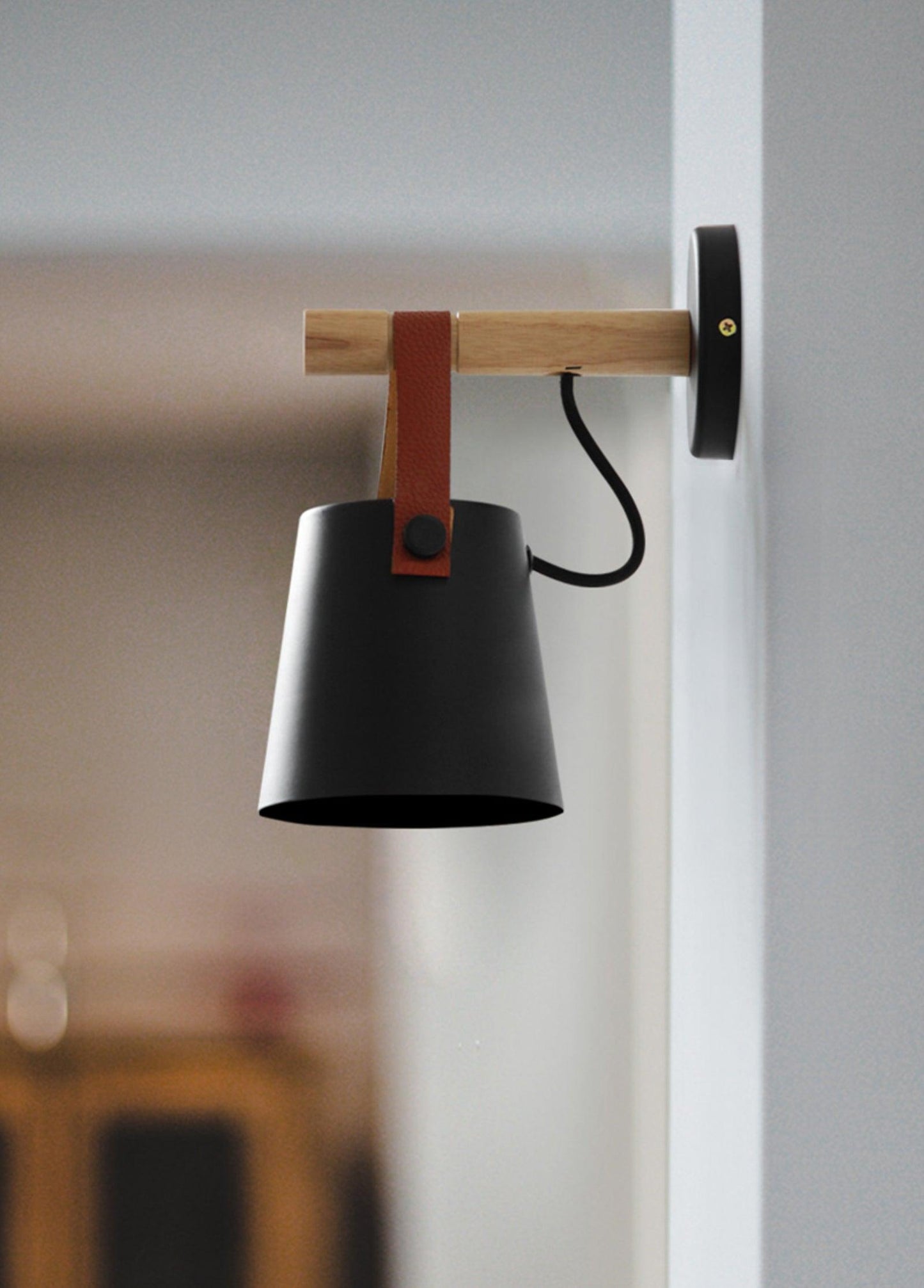 Wooden Conical Wall Light - Eco-Friendly Design, Adjustable Brightness