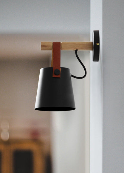 Wooden Conical Wall Light - Eco-Friendly Design, Adjustable Brightness