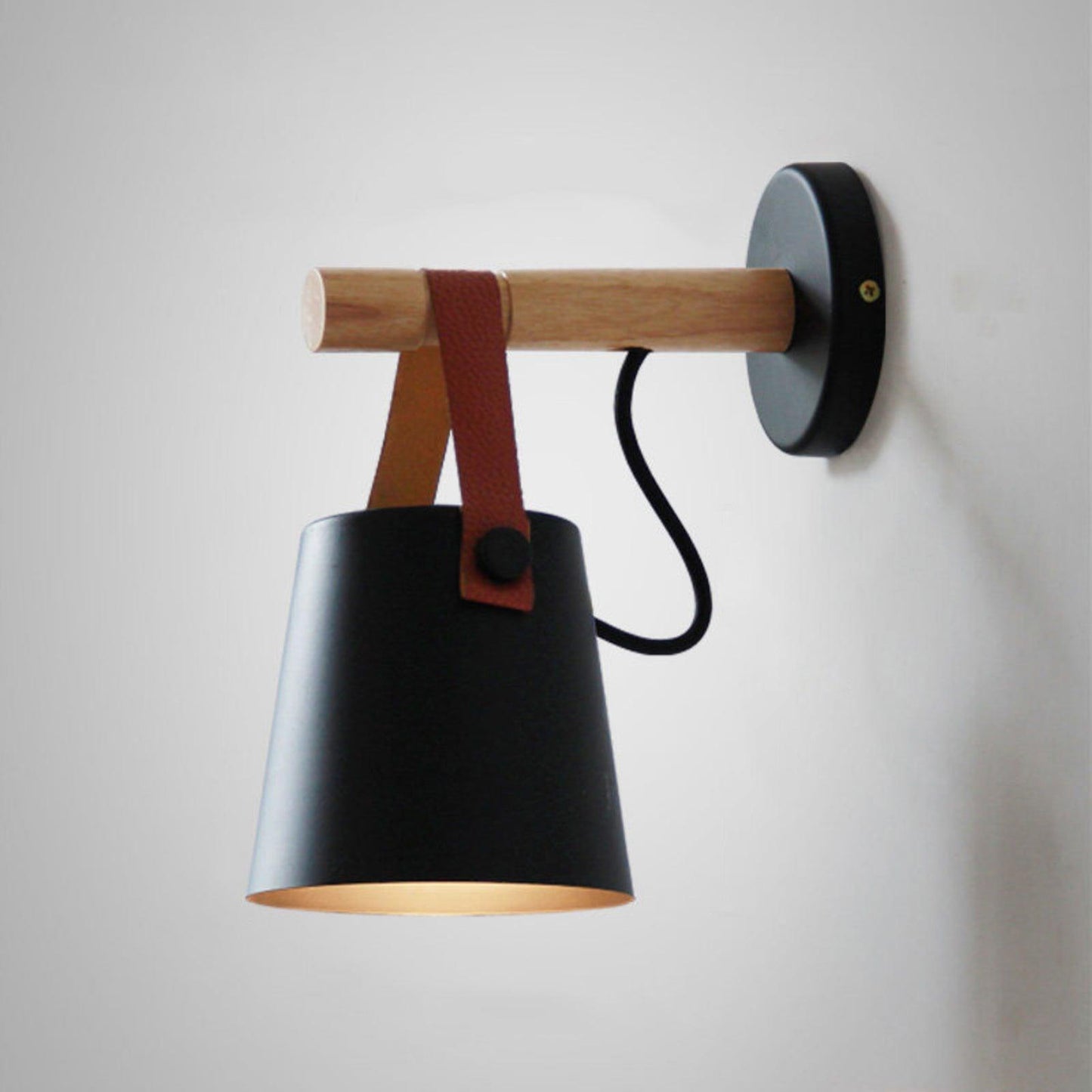 Wooden Conical Wall Light - Eco-Friendly Design, Adjustable Brightness