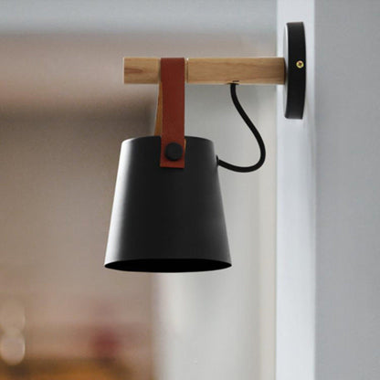 Wooden Conical Wall Light - Eco-Friendly Design, Adjustable Brightness