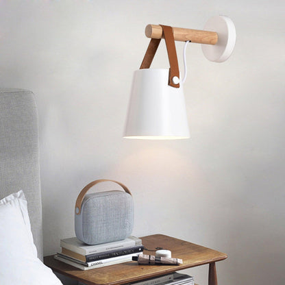 Wooden Conical Wall Light - Eco-Friendly Design, Adjustable Brightness