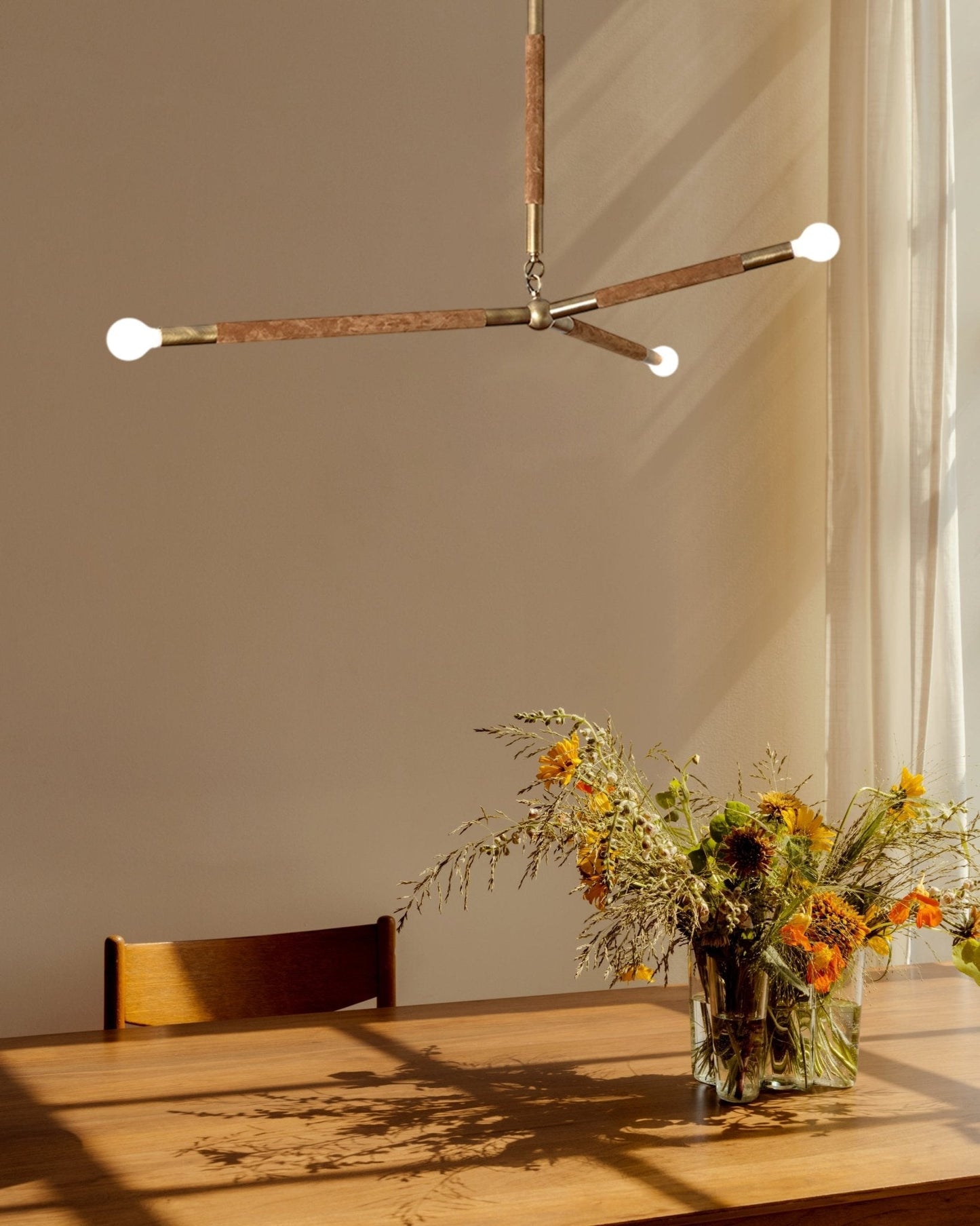 Modern Wrapped Linear Chandelier - Dimmable LED, Adjustable Height