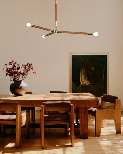 Modern Wrapped Linear Chandelier - Dimmable LED, Adjustable Height