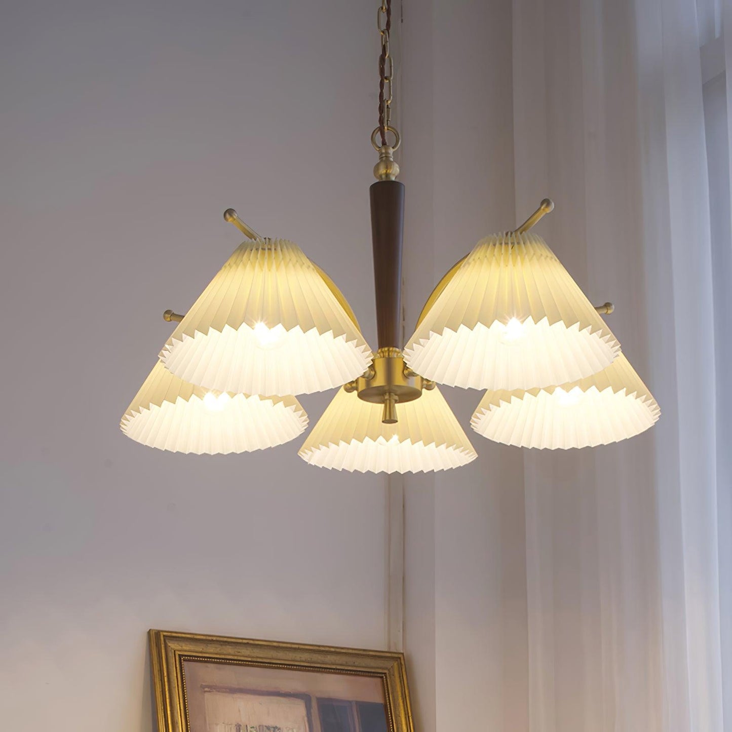 Elegant Wrinkled Chandelier with Adjustable Height and LED Compatibili